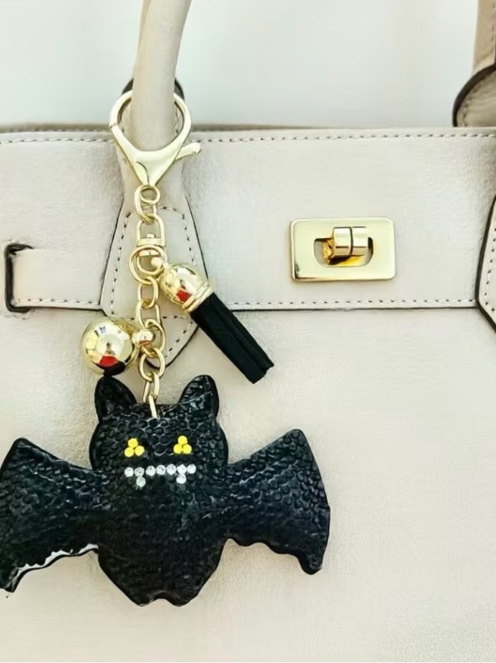 BOUTIQUE RHINESTONE BLACK BAT KEYCHAIN OR BAG ACCESSORY